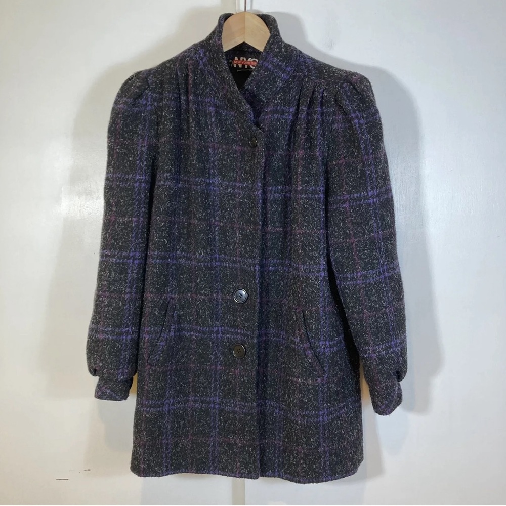 New York Girl Vintage 80s Plaid Wool Coat